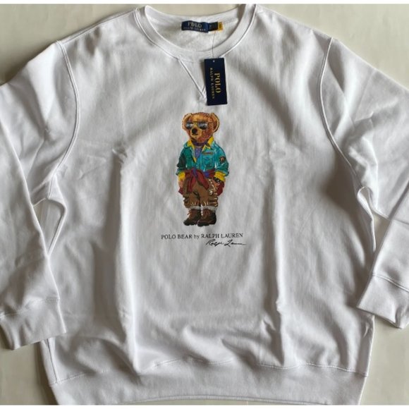 Polo by Ralph Lauren White Sweatshirt with Bear Graphic - Picture 1 of 3